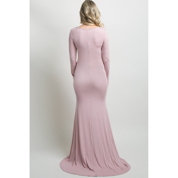 NEW PinkBlush Pink Long‎ Sleeve Photoshoot Maternity Gown/Dress Pink Size Small - Picture 3 of 11
